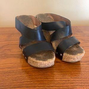 ❌ SOLD ❌ Lucky Brand Leather Studded Cork Wedge—Malda